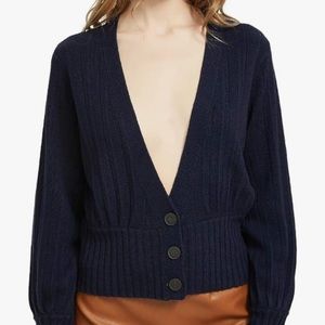 Kallspin Cashmere Wool Blend Navy Cardigan